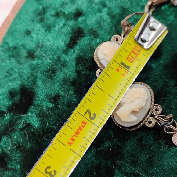 Antique/Vintage Silver Filigree Carved Shell Cameo Bracelet 8" - Picture 10 of 14